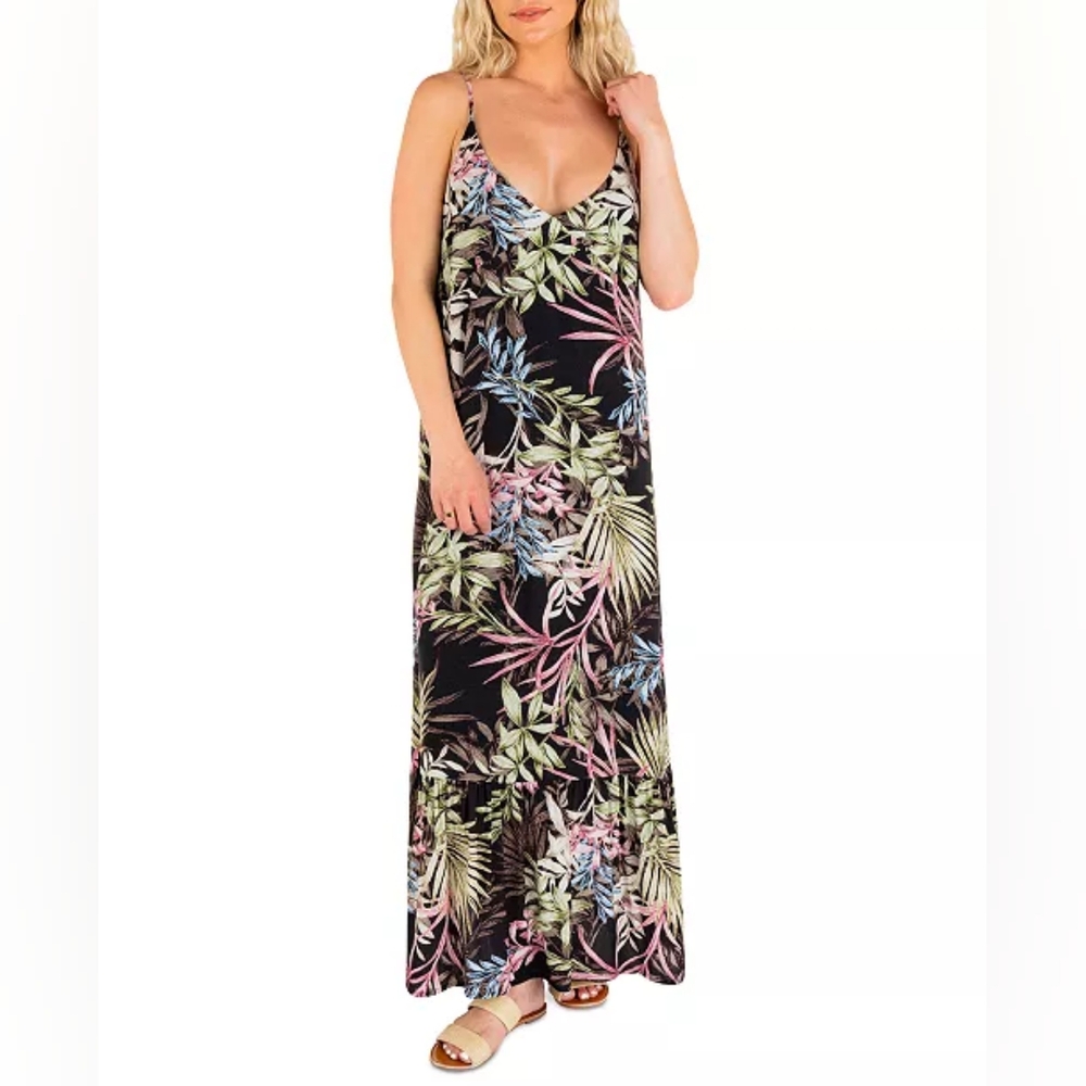 # 387 Hurley Summer Palm Printed Sleeveless Maxi Dress